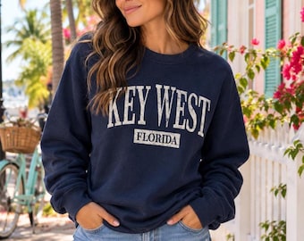 Sweat-shirt Key West, Floride, pull ras du cou vintage des Keys de Floride, souvenir de vacances sur l'île