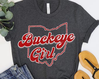 Camiseta del estado de Ohio Buckeye, camiseta para niña de Ohio