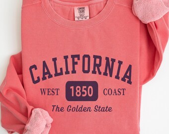 Sudadera playera de la costa oeste de California, sudadera de cuello redondo para viajes costeros