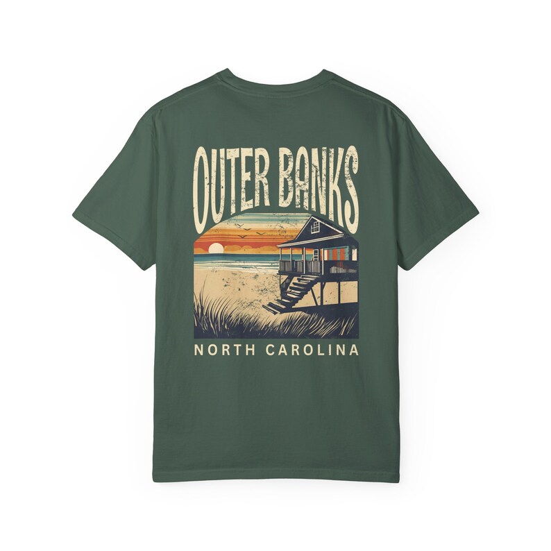 Retro Outer Banks Tshirt Beach Gift, North Carolina Tee Blue Spruce