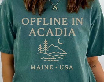 Acadia National Park T Shirt, Maine Hiking Nature Offline Tee Gift