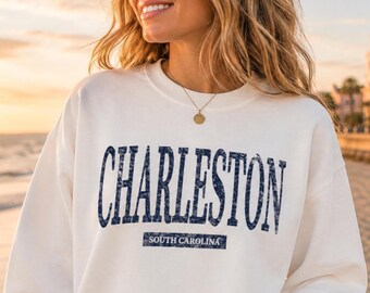 Charleston South Carolina Crewneck Beach Sweatshirt, Travel Souvenir