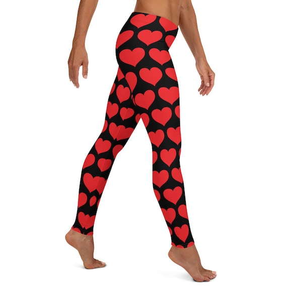Red Heart Leggings, Valentines Day Yoga Pants, Valentines Tights, Workout Stretch  Leggings, Love Leggings -  Canada
