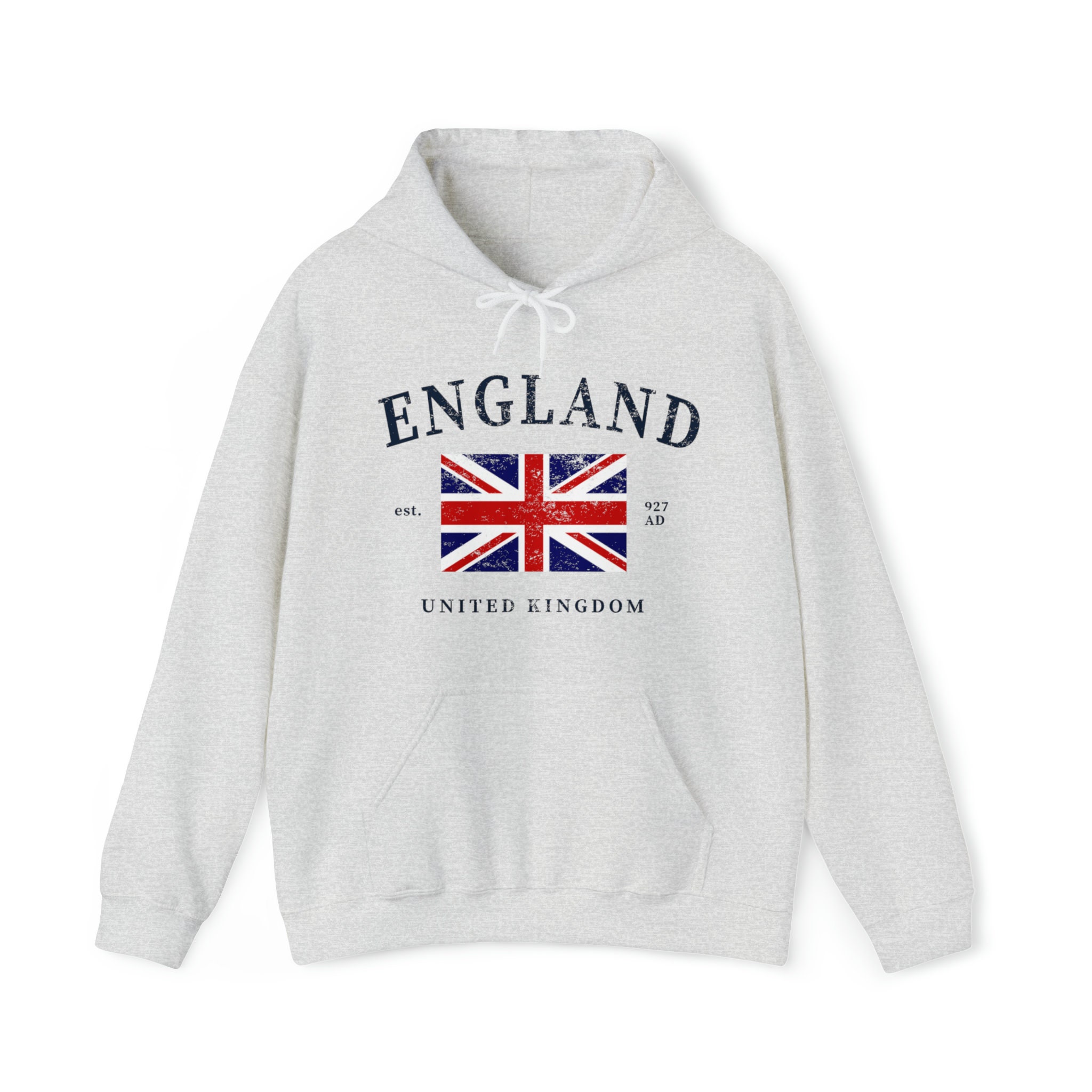 Felpa Con Cappuccio Uomo Itzu – Londra Inghilterra, Cotone, Con Bandiera Union Jack, Tasche Canguro, Taglie S-XXL