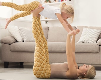 Mommy and Me Waffle Leggings: Matching Mother Daughter Tights