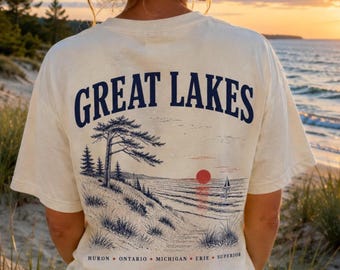 Great Lakes Shirt, Freshwater Coast Lake Life Tee, Michigan Vacation Gift