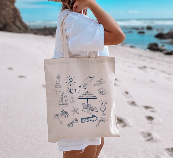 Coastal Beachy Vacation Tote Bag Bridal Party Womens Carryall Large Etsy Canada