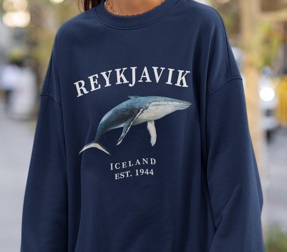 Reykjavik Iceland Crewneck Sweatshirt, Womens Whale Pullover Gift