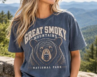 T-shirt Great Smoky Mountains, T-shirt Black Bear Comfort Colors®, T-shirt faune des parcs nationaux