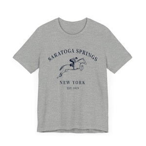 Saratoga Springs Horse Racing Tshirt Gift Tee, Unisex New York Race Track Shirt Athletic Heather