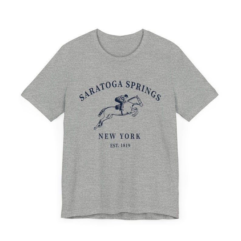 Saratoga Springs Horse Racing Tshirt Gift Tee, Unisex New York Race Track Shirt Athletic Heather