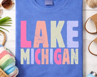 Maglietta Lake Michigan Comfort Colors, maglietta per vacanze sui Grandi Laghi, idea regalo