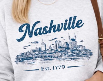 Bluza z okrągłym dekoltem Nashville Tennessee Skyline, sweter z nadrukiem Music City Girls Trip