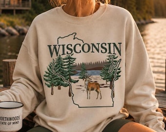 Felpa Wisconsin Northwoods, girocollo Cozy Cabin