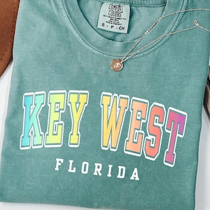 Key West Florida Colorful Retro Beach Tshirt, Comfort Colors® Gift Tee