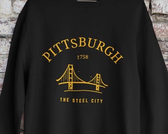 Pittsburgh Steel City sweatshirt met ronde hals, Pittsburgh Travel Souvenir