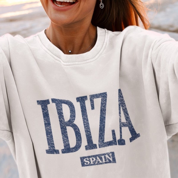 Ibiza España, Playa de Ibiza, Vintage Mujer España Camisa Crewneck Sudadera, Unisex España Jersey, Hombres España Regalo Recuerdo