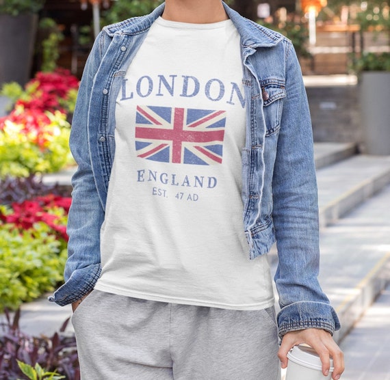 Donna Camicie da donna Inghilterra Londra per uomo Regno Unito Maglietta con Collo a V