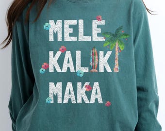 Maglietta regalo a maniche lunghe Mele Kalikimaka, Natale tropicale hawaiano