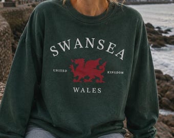 Sudadera de Swansea, Gales, sudadera de cuello redondo para viajes a Gales