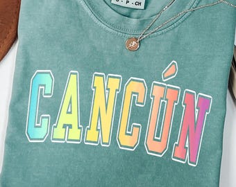 Cancun Mexico Retro Beach Shirt, Colorful Travel Souvenir Tee