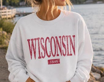 Sudadera de cuello redondo Comfort Colors® de Wisconsin, prenda de regalo