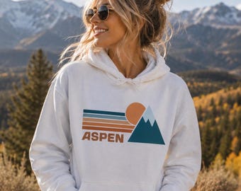 Aspen Mountain Hoodie, Colorado Ski Travel Sweatshirt