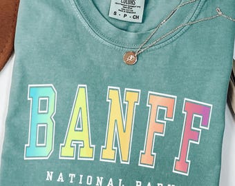Banff National Park Colorful Retro Tshirt, Alberta Canada Gift Tee