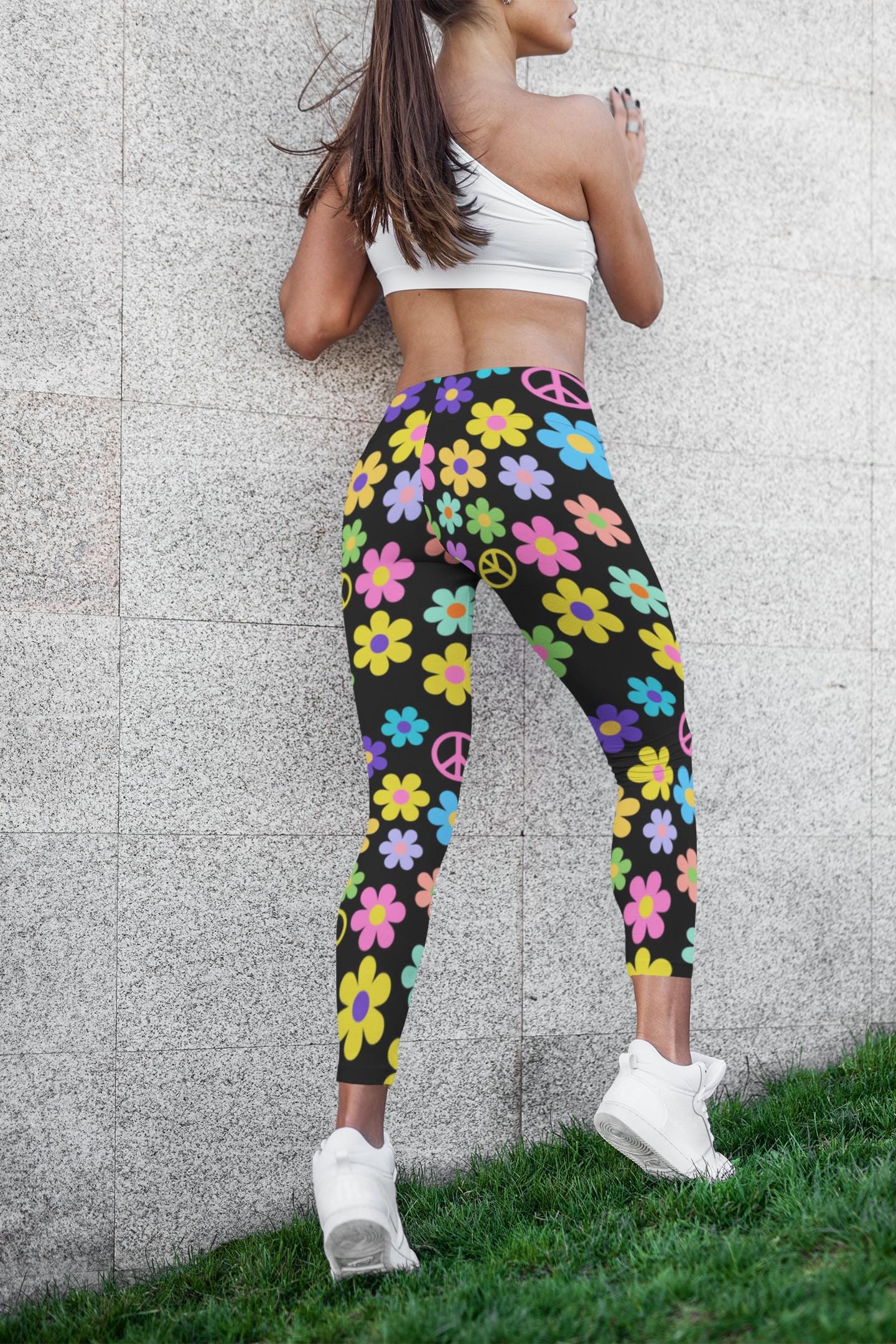 Mommy and Me Retro Flower Leggings, Boho Matching Mother Daughter