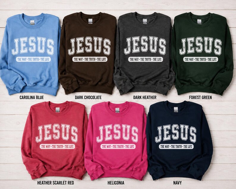 Jesus Crewneck Sweatshirt, The Way The Truth The Life Christian Pullover image 3