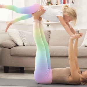 Mommy and Me Pastel Rainbow Leggings: Matching Fitness Tights