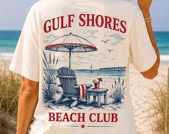 Maglietta Gulf Shores Beach Club, maglietta con tema costiero dell'Alabama, regalo per le vacanze al mare