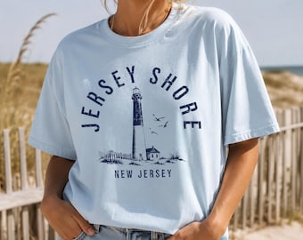 Jersey Shore Lighthouse Beach Tshirt, New Jersey Travel Souvenir