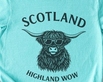 Camiseta infantil con estampado de vaca de las Tierras Altas de Escocia, camiseta divertida con estampado de vaca.