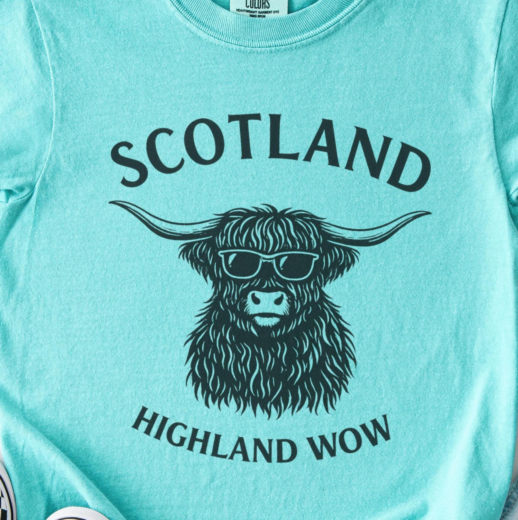 Kids Scotland Highland Cow Tshirt, Funny Cow Tee