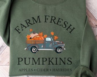 Farm Fresh Pumpkins-sweatshirt, pompoenpatch herfst ronde hals