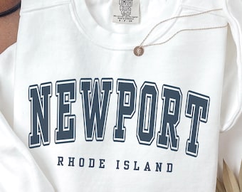 Newport Rhode Island Comfort Colors® Beach Crewneck Sweatshirt, Hometown State Pride Gift