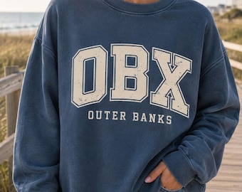 Felpa OBX Outer Banks, girocollo per vacanze al mare in Carolina del Nord