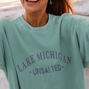 Unisex Lake Michigan Unsalted Beach Crewneck Sweatshirt, Womens Comfort Colors Michigan Pullover Souvenir Upper Peninsula