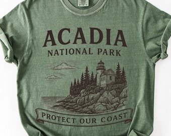 T-shirt du parc national d'Acadia, phare du Maine, couleurs confortables