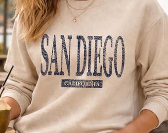 San Diego California Crewneck Sweatshirt, Beach Travel Souvenir