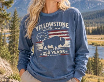 T-shirt à manches longues Yellowstone 250 ans, T-shirt bison du parc national