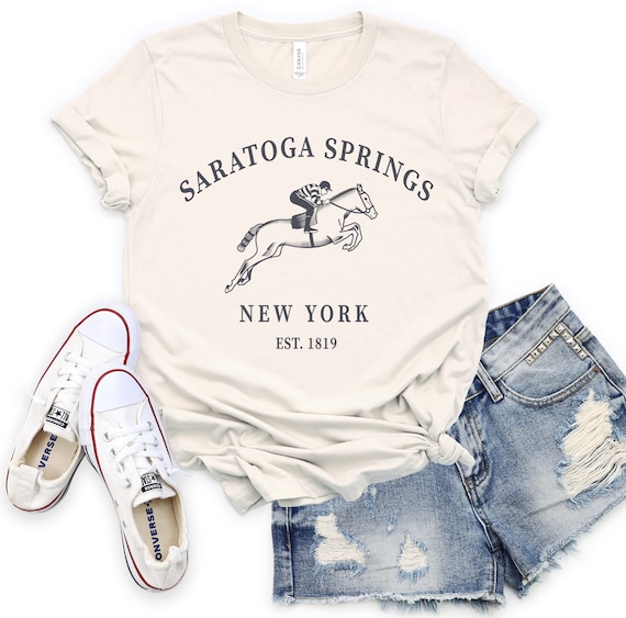 Saratoga Springs Horse Racing Tshirt Gift Tee, Unisex New York Race Track Shirt