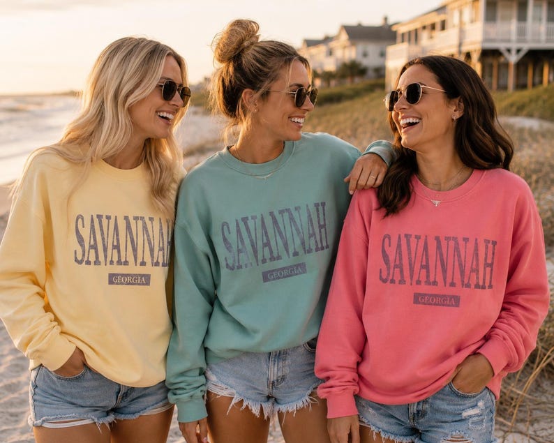 Savannah Georgia Beach Crewneck, Tybee Island Vacation Sweatshirt Bild 3