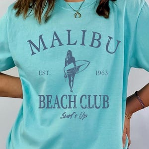 Retro Malibu Beach Club T-Shirt: California Surfer Comfort Colors Tee