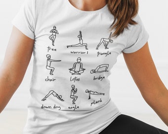 Yoga Poses Shirt, Pilates Class Tee, Yoga Poses Chart, Plank Warrior Downward Dog Bridge Tree Chair Eagle Lotus Pose, Yoga Lover Tshirt