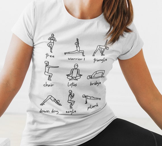 Yoga Poses Shirt, Pilates Class Tee, Yoga Poses Chart, Plank Warrior  Downward Dog Bridge Tree Chair Eagle Lotus Pose, Yoga Lover Tshirt 