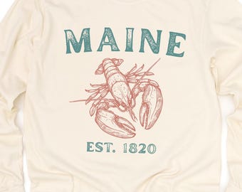 Maine Lobster Comfort Colors® Long Sleeve Beach Tshirt Gift Tee