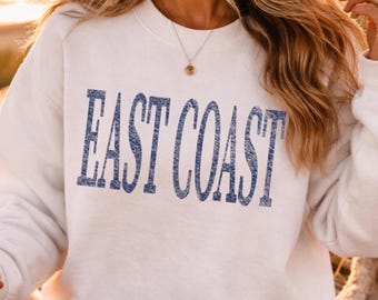 East Coast Sweatshirt, Coastal Beach Crewneck, Ocean Travel Pullover Gift