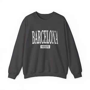 Barcelona Spain Sweatshirt, Womens Beach Crewneck Sweater, Spain Pullover Gift Souvenir Dark Heather